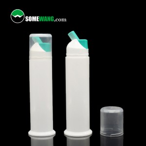 Botella de plástico sen aire á venda, botella de pasta de dentes con bomba sen aire branca, tubo de pasta de dentes de volume de 60 ml, 120 ml