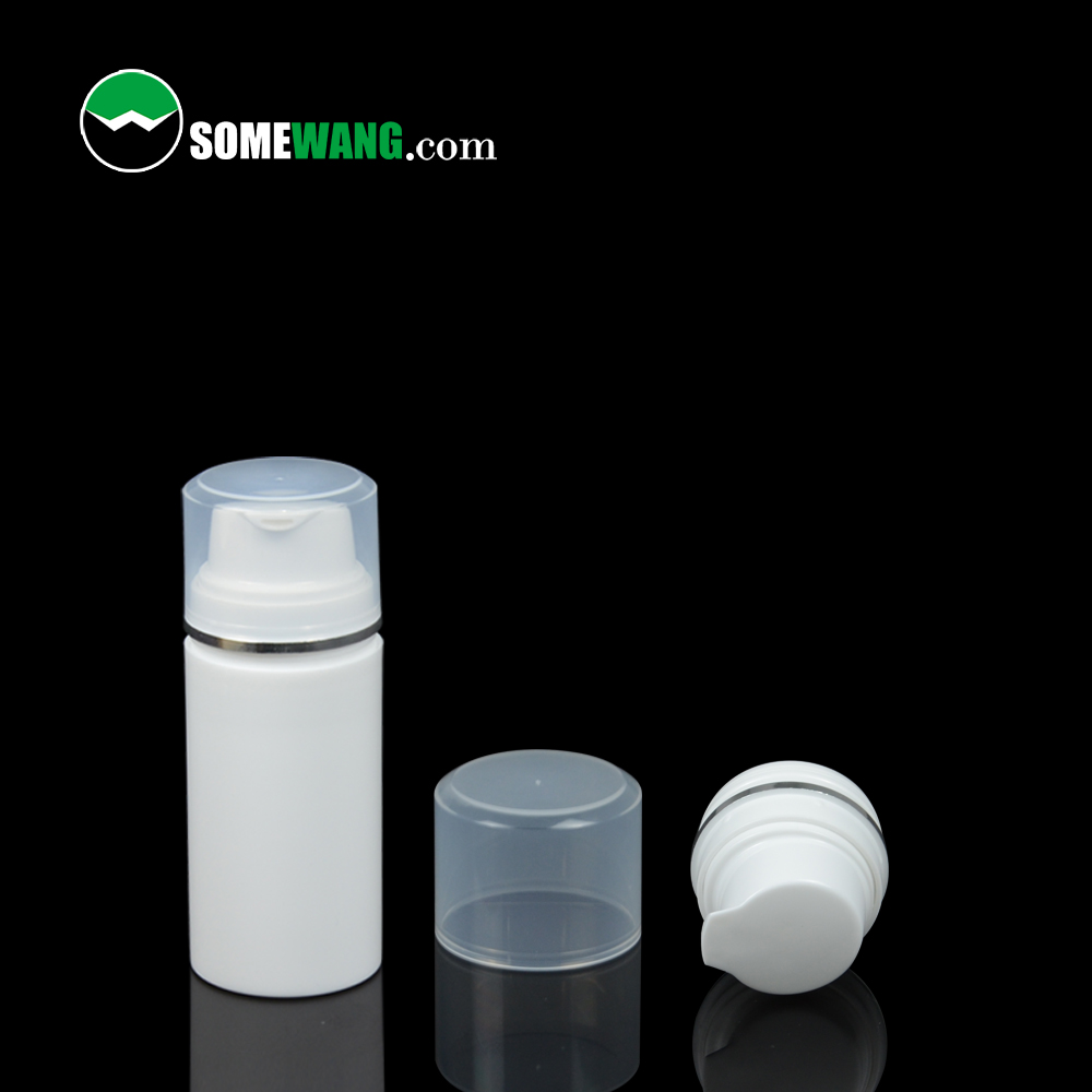 30ml 50ml 80ml 100ml 120ml 150ml Празни бели козметични почистващи препарати за лице Pp Пластмасови безвъздушни бутилки с помпа за лосион