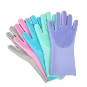 ຄຸນະພາບສູງ Silicone Scrubber Washing Dishes Brushing Grooming Washing Household Cleaning Gloves