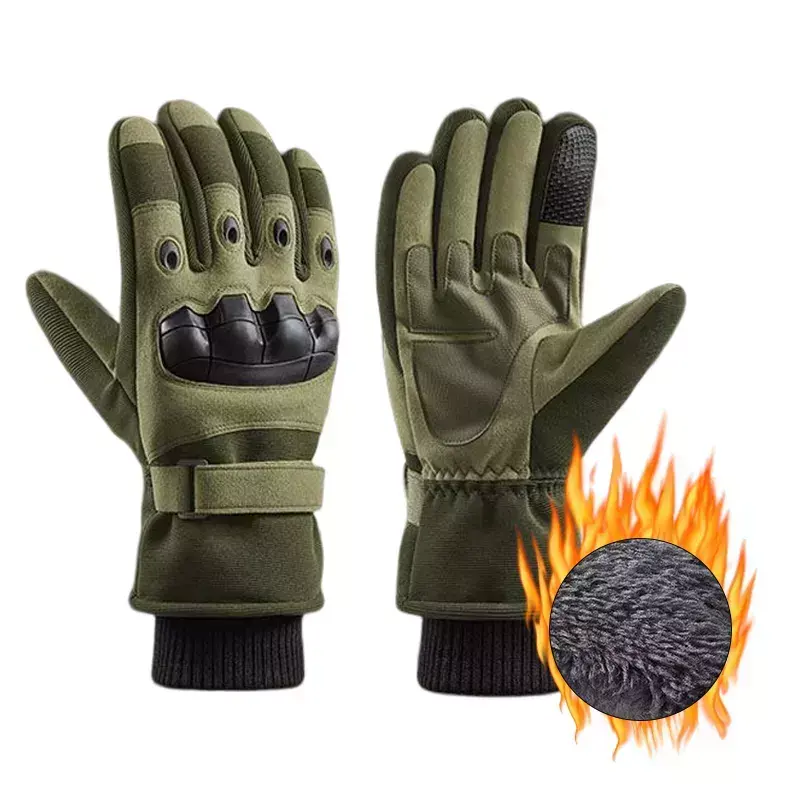 Winter Warm Other Olahraga Outdoor Motorcycle Fleece Thicken Touch Screen Full Finger Combat Tactical Gloves