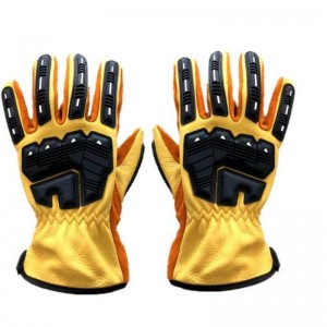 Cowhide Leather හොඳම තත්ත්වයේ Sandy Nitrile TPR Impact Working Gloves