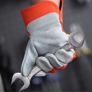 Bopaki ba Mollo oa Letlalo la Cowhide Leather Garden Gloves Flame Retardant Wear Protection Safety Welding gloves