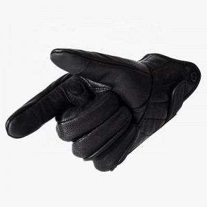 Зимни топли черни кожени външни сензорни ръкавици за други спортове с пълен пръст Мотоциклетни състезателни ръкавици