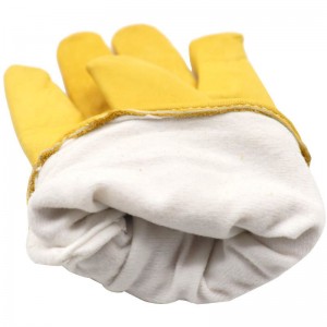 Топли персонализирани кожени ръкавици за безопасност при заваряване на работа на крава, разделени в жълто, градина, ферма