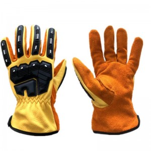 Cowhide Leather හොඳම තත්ත්වයේ Sandy Nitrile TPR Impact Working Gloves
