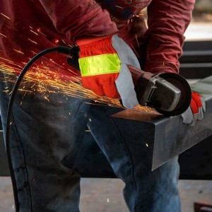Cowhide Fireman Fireproof Leather Garden Gloves Nplaim Retardant Wear Protection Safety Vuam hnab looj tes