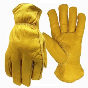 Mainit nga Custom Logo Cow Split Yellow Garden Farm Outdoor Welding Work Safety Leather Gloves