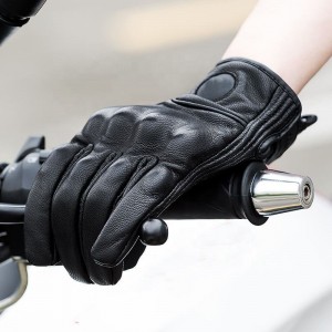 Hiver chaud cuir noir extérieur écran tactile autres sports doigt complet moto cyclisme gants de course