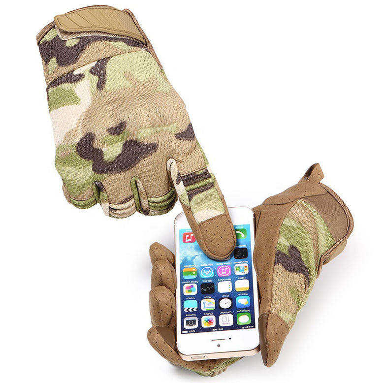 Zima Camouflage Kuwombera Shock Resistant Knuckle Full Finger Touch Screen Protective Tactical Magolovesi