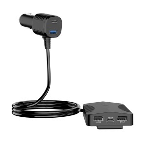 3 포트 USB 차량용 충전기 빠른 충전 QC3.0 휴대 전화 운전 레코더 고속 충전용 4피트 연장 케이블