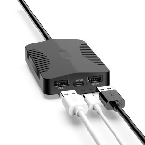 3 Port USB Billader Hurtiglading QC3.0 4ft skjøtekabel For Mobiltelefon Kjøreopptaker Hurtiglading