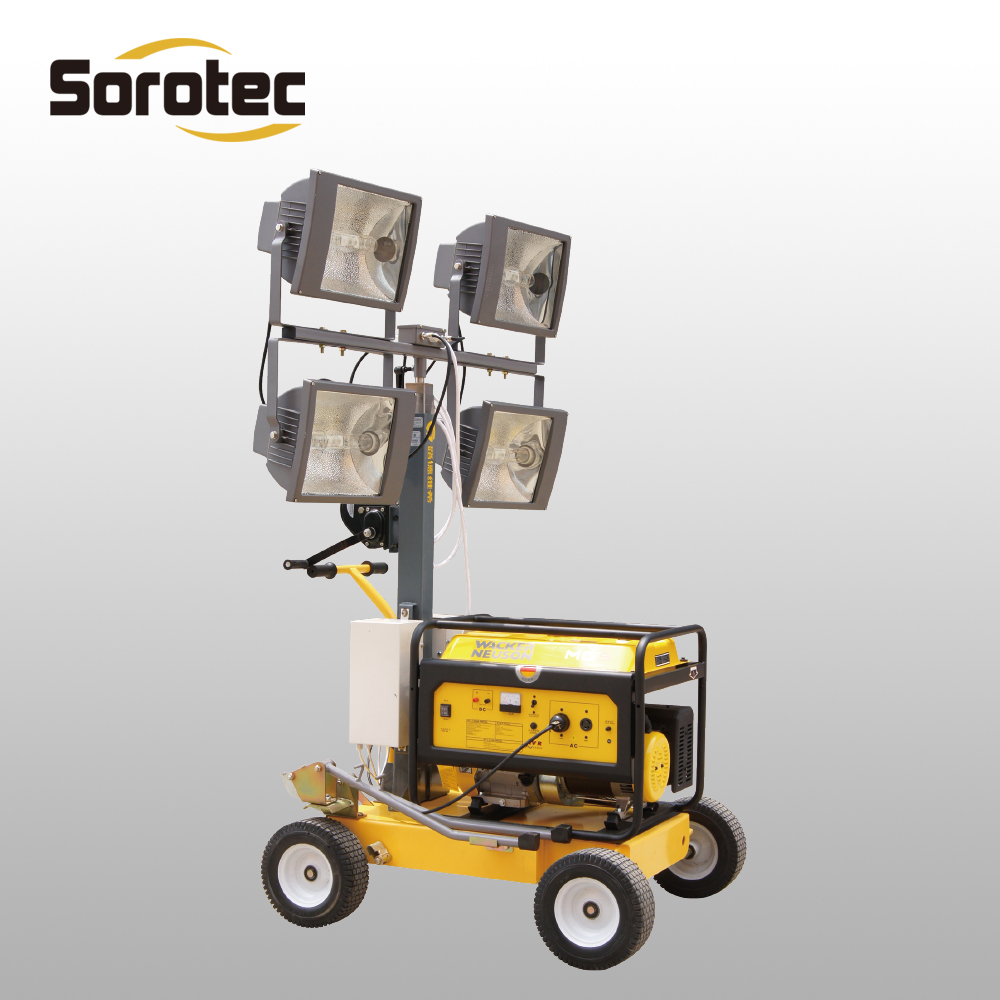 4,5m/5,5m Mobile Hand Push Light Tower with Silent 5kw Diesel Generator