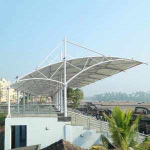 School playground membrane structure stand/observation platform
