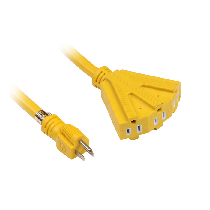Yellow Jacket 2882 12/3 Heavy-Duty Durable SJTW Premium Contractor-Grade Inside/Outside 3 Outlet Extension Cord