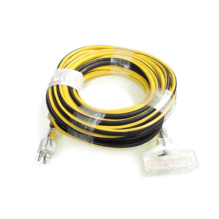 SJTW 15 Amp Yellow Outer Jacket Contractor Grade Heavy Duty Power Cable with LED Lighted Plug