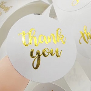 2022 Factory Custom Adhesive Roll Gold Stamping Coated Paper Label Sticker Waterproof Salamat 500 Round Cylinder Sticker Printing