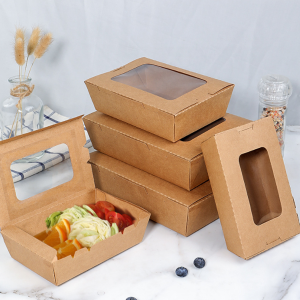 2023 Jednorazowy prostokątny składany pojemnik na żywność Sushi Lunch Bento Paper Box z przezroczystym okienkiem