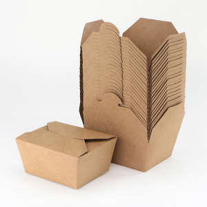 50 Pek- Kertas Pakai Mesra Alam Untuk Pergi Pembungkusan Ambil Kotak Bekas Makanan untuk Dapur