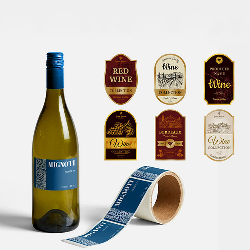 Etiqueta adhesiva de vino tinto con logotipo privado adhesivo impermeable personalizado de lujo