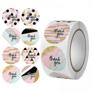 Adhesive Round Label Beauty Custom Paper Roll Stiker Terima Kasih Untuk Dekorasi