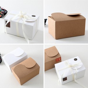 Boîte-cadeau faite sur commande de papier d'emballage de Brown d'emballage de boîte de mariage de logo d'impression avec le ruban