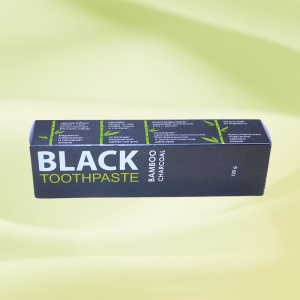 Vairumtirdzniecība pielāgota logotipa vieta UV Pielāgot drukātu melnu saliekamo zobu pastas papīra kastīšu iepakojumu