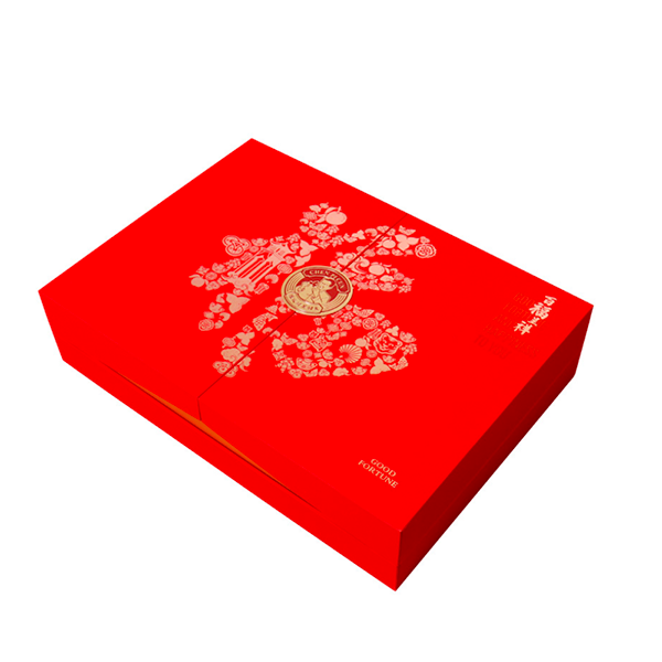 Луксузно приспособено лого Hot Stamping Red Flip двојно отворени кутии за хартија за пакување подароци