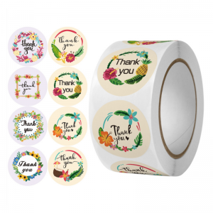 1″ ronde 500 bedankstickers met elegant ontwerp voor winkels om te gebruiken op tassen, geschenkdozen en enveloppen