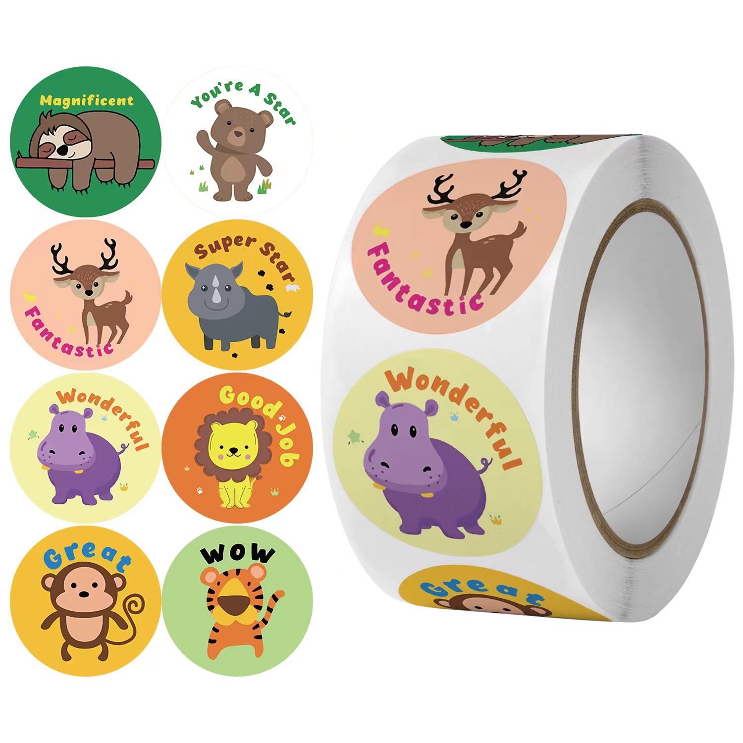 Amazon New Style Timoun Happy Birthday avek stickers son Bèl 8 Kalite Cartoon Party Decoration Gift Stickers