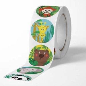 2022 Cartoon Animal Custom Die Cut Coated Paper Stickers Self-adhesive ສໍາລັບງານວັນເກີດ