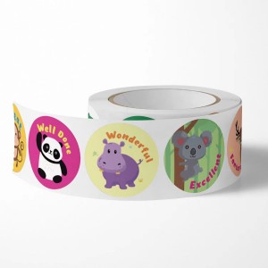 Custom Cute Animal Encouraging Homework Teacher School Gift Party Self-Adhesive Stickers para sa mga Bata