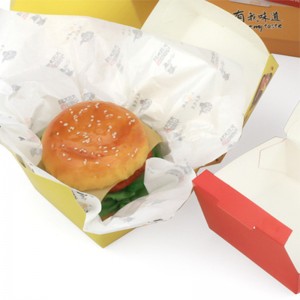 Pasokan OEM China Custom Printed Paper Burger Box Corrugated Craft Hamburger Takeaway Box