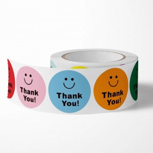 අභිරුචි ස්තුති ස්ටිකර් රවුම් 500pcs ලේබල් එක් රෝල් Cute Party Sticker for Gift Packaging