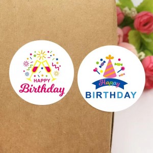 Factory Custom Happy Birthday Label Printing Thank you Gift Adhesive Label Stickers for Party