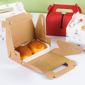 Grosir OEM Logo Kustom Portabel Pakai Cupcake Birthday Party Wedding Cake Food Paper Packaging Boxes with Handle