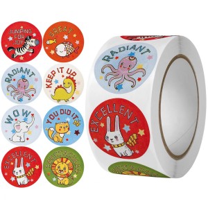Персонализирано лого Продуктови опаковки Винилови етикети Хартия за печат Коледни кръгли аниме Сладки анимационни стикери Ролка