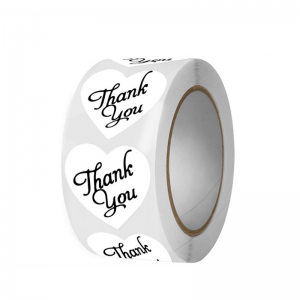 Hugis-puso na 1 Inch Thank You Stickers Roll Round Stickers 500 PCS para sa Hand Gift Packaging