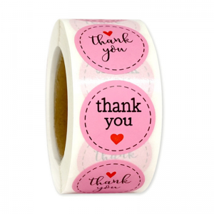 Etiquetas engomadas rosadas redondas personalizadas de agradecimiento por apoyar a mi pequeña empresa con estilo de moda