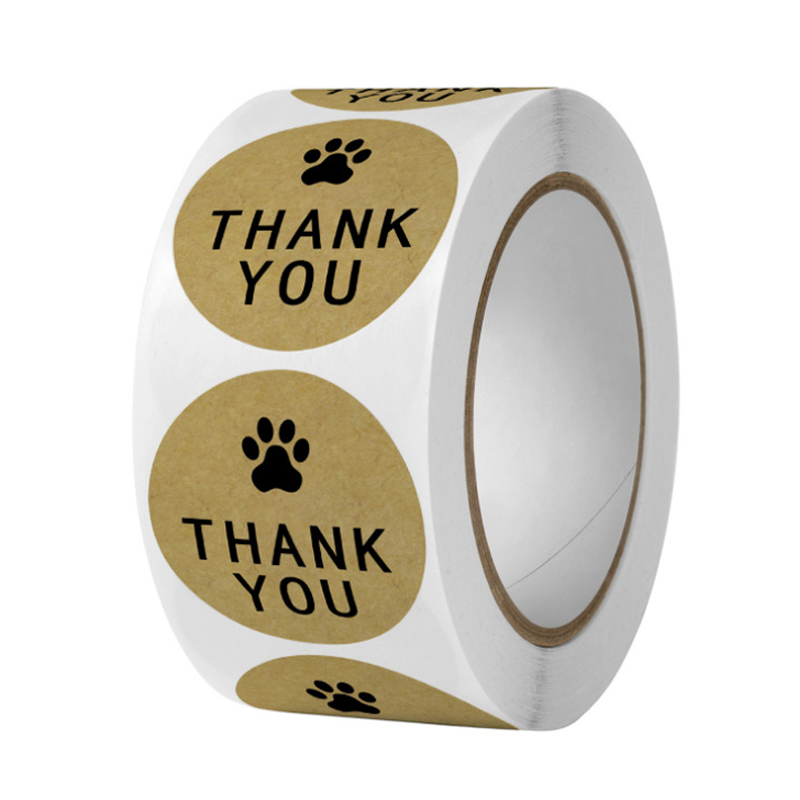 Amazon 1 Inch Waterproof Kraft Paper Roll Sticker Color Logo Label Thank You Libelli for Supporting My Small Business