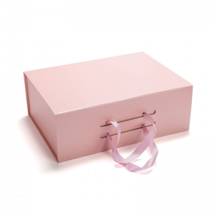 Cutii de hârtie de ambalare pentru cadouri portabile cu logo personalizat de lux OEM roz cu calitate bună