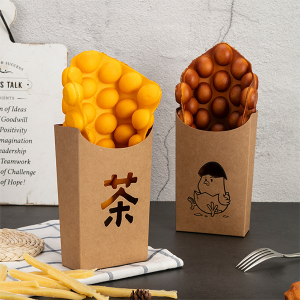 Individualizuotos vienkartinės greito maisto užkandžių, keptų bulvių traškučių, pakavimo popierinė dėžutė su logotipu