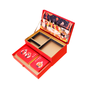 Подарочные коробки роскошного изготовленного на заказ логотипа горячие штемпелюя красные двойные открытые упаковывая подарочные коробки