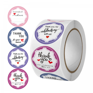 Rotlle de paper recobert Adhesius de gràcies Happy Mail Adhesiu rodona Fet a mà amb sobres d'amor Etiqueta adhesiva de decoració