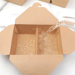 Dvojkomorová papierová krabička na obedové jedlo na balenie so sebou