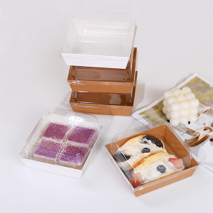 Custom Logo Typis Cute White Cardboard Food Paper Box Design Folding Cake Box with Clear Window