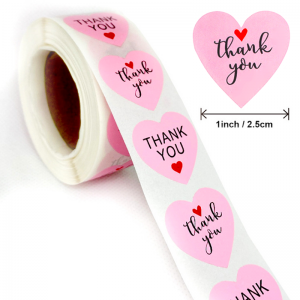 Pegatinas rosas de agradecemento personalizadas en forma de corazón de estilo europeo por apoiar a miña pequena empresa