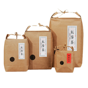 Kitajska proizvajalci originalne opreme rjave vrečke za hrano Dostava iz kraft papirja vrečka riževe moke z ročajem