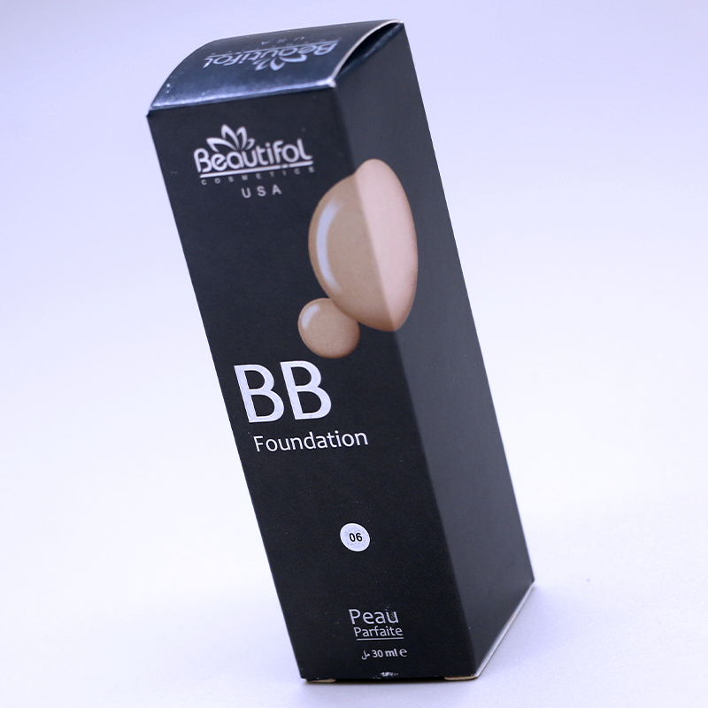 Grossistförsäljning anpassad lyxtryckt svart kosmetisk papperslåda med logotyp för BB Cream-förpackning
