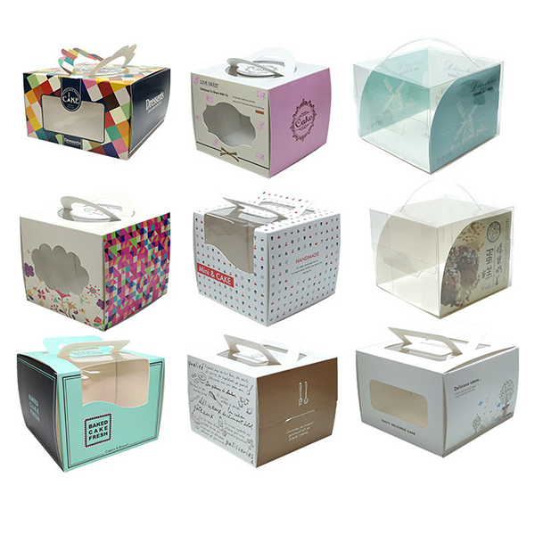 Kuti dhuratash e paketimit të ushqimit për tortë të disponueshme me madhësi të ndryshme të shtypura me shumicë OEM në Kinë me dritare të pastër