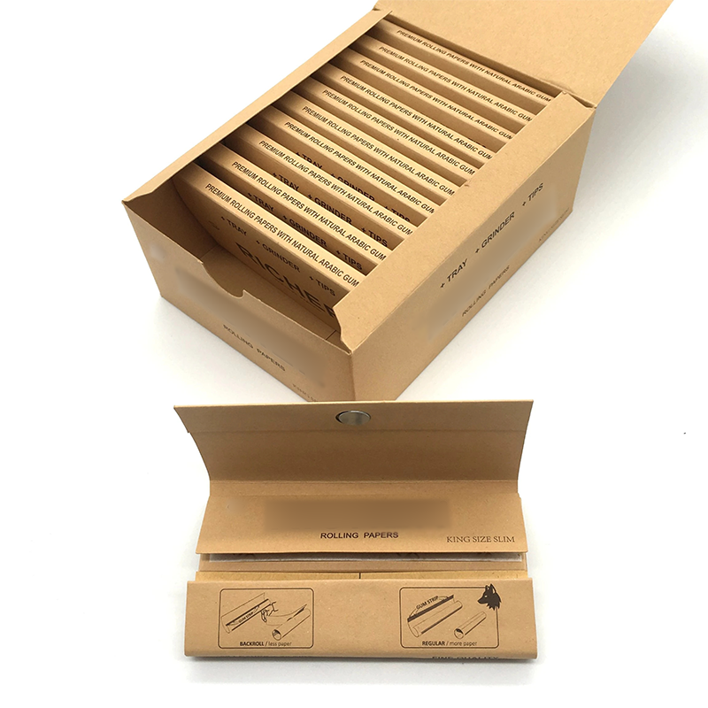 Wholesale China Factory Price Custom Logo OEM Brown Organic Smoking Cigarette Rolling Papers alang sa 14GSM White Paper